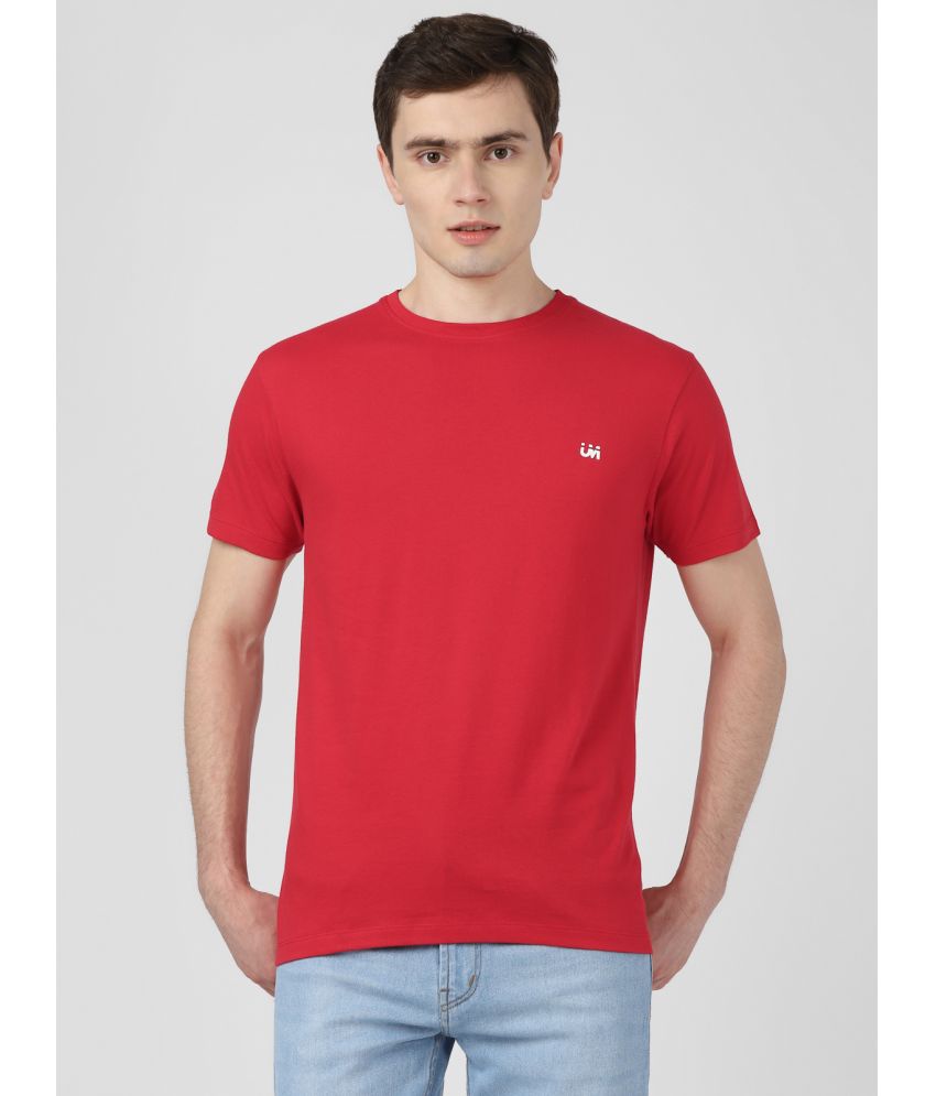 UrbanMark Men 100% Cotton Regular Fit Round Neck Half Sleeves Solid T Shirt-Red