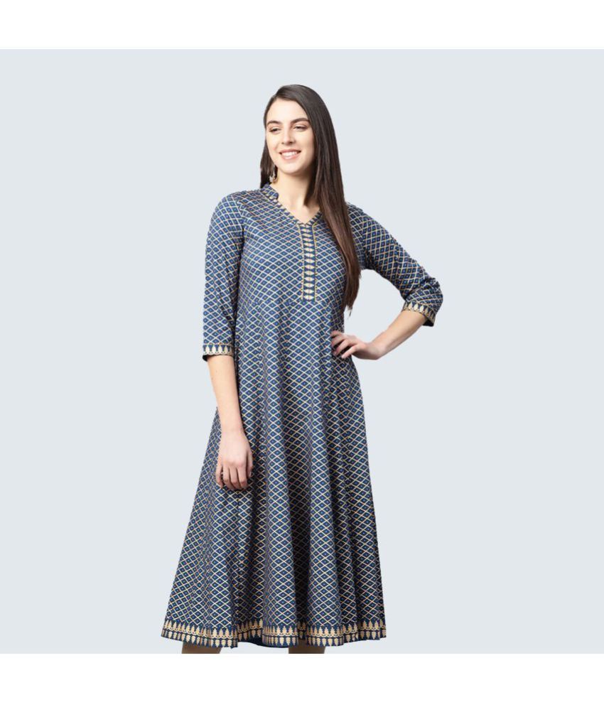     			Yash Gallery - Blue Rayon Women's Flared Kurti ( Pack of 1 )