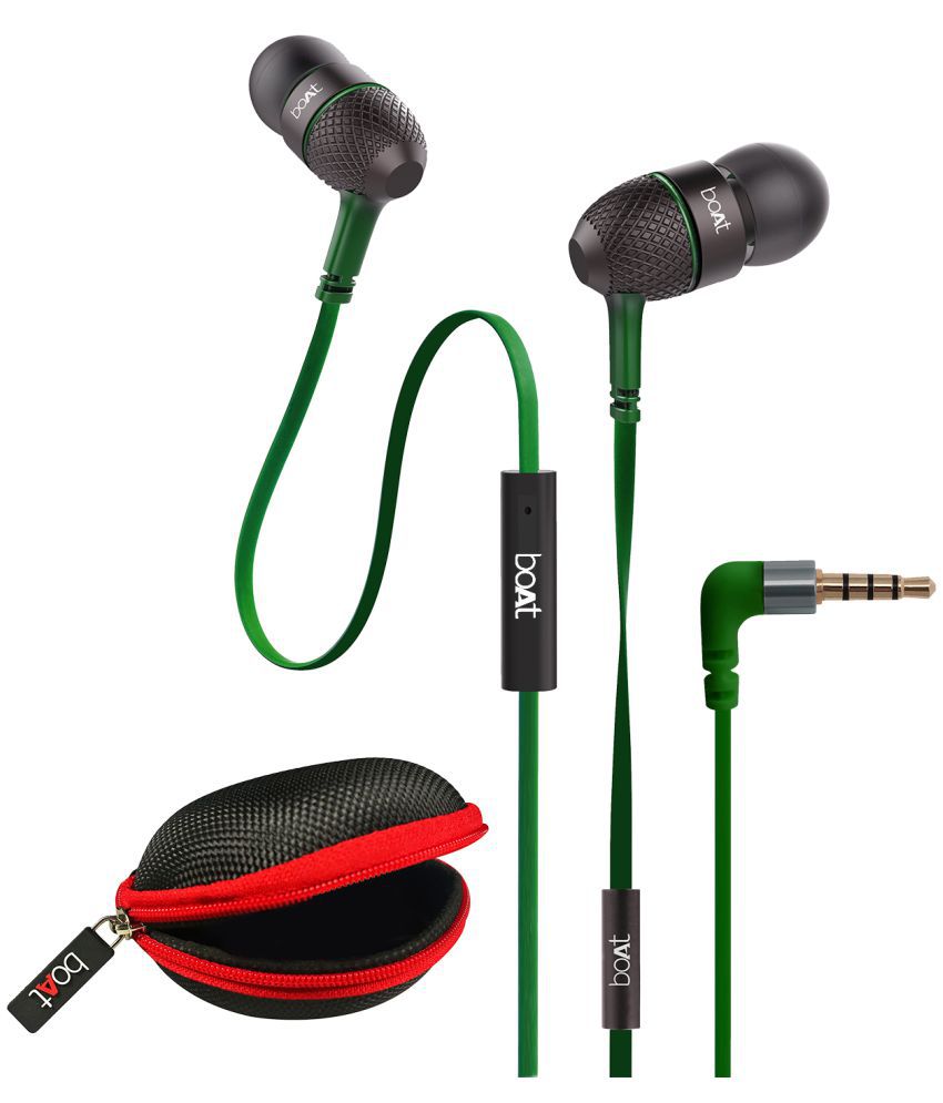 boAt Bassheads 225 CC On Ear Wired With Mic Headphones/Earphones Green