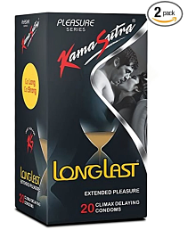 A 'KAMASUTRA' Lubricated Condoms long last Flavour Condom Made of Natural Rubber Latex For Men 20s (2 Pack Of 40 Condom)