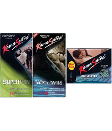 Kamasutra Ribbed, Wet N Wild, Superthin Condom (Set Of 3, 36S)