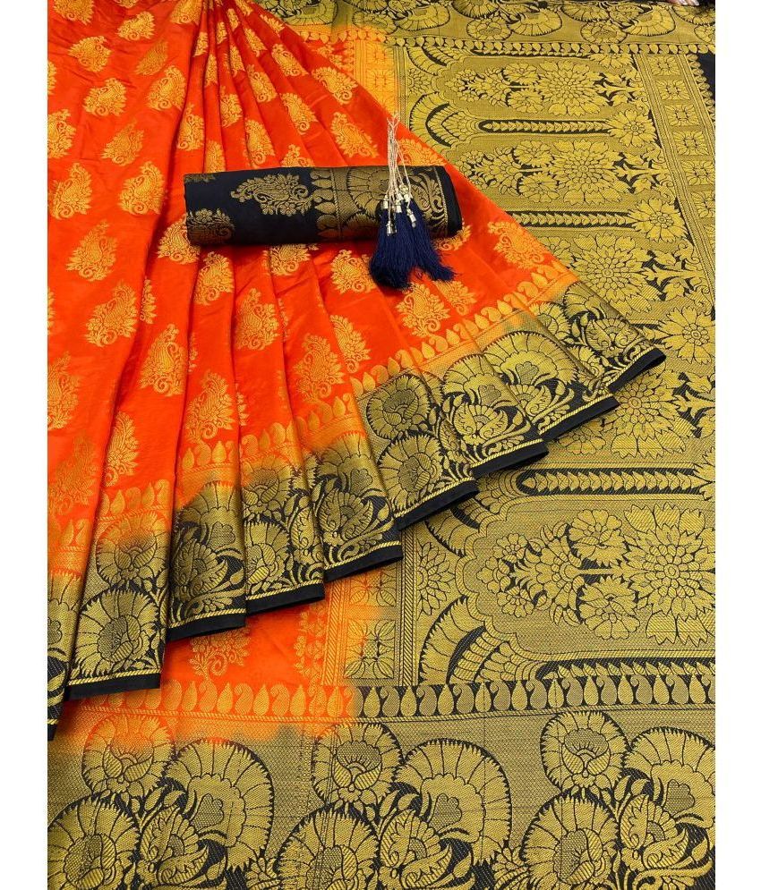     			Darshita International - Orange Silk Saree With Blouse Piece ( Pack of 1 )