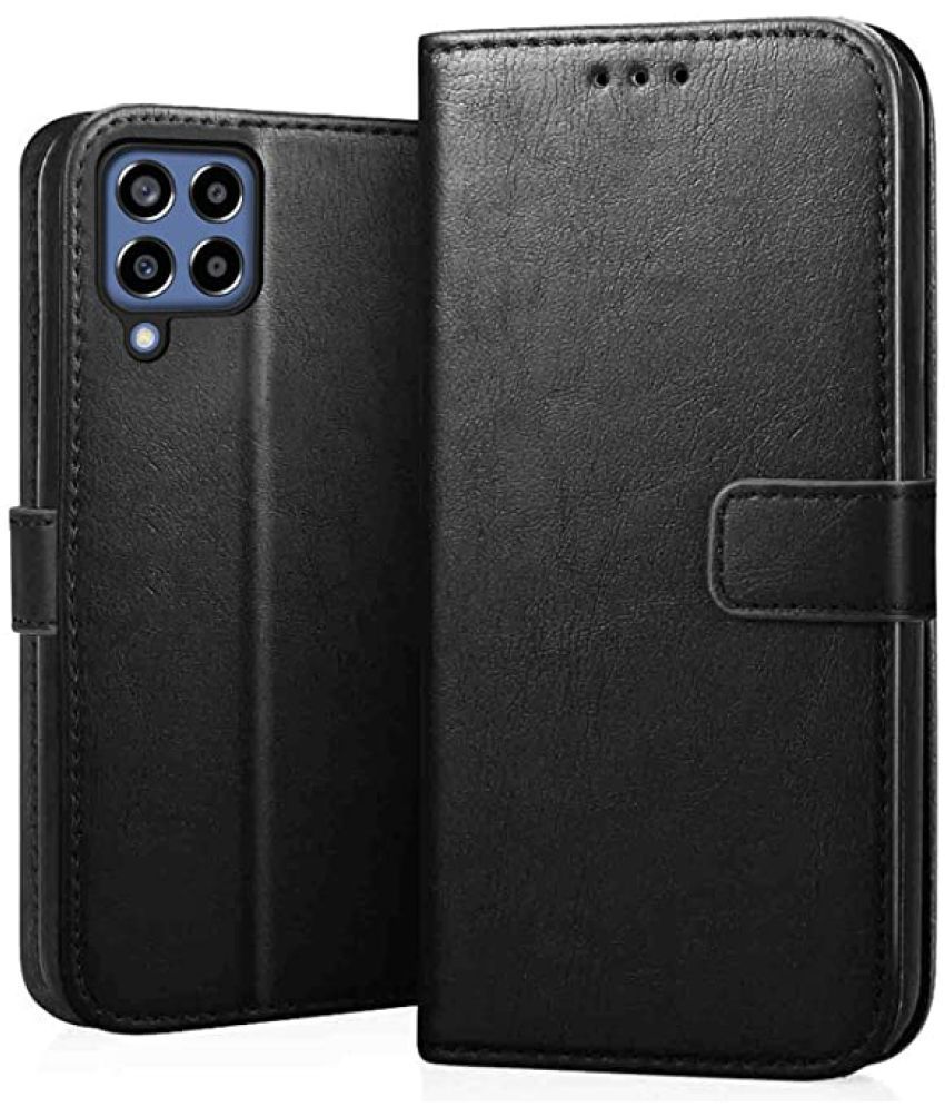     			Doyen Creations - Black Artificial Leather Flip Cover Compatible For Samsung Galaxy M53 5G ( Pack of 1 )