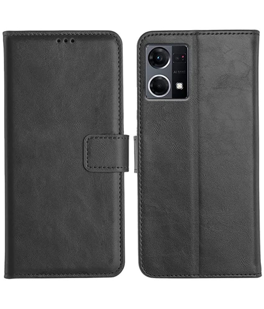    			Doyen Creations - Black Artificial Leather Flip Cover Compatible For Oppo A97 ( Pack of 1 )