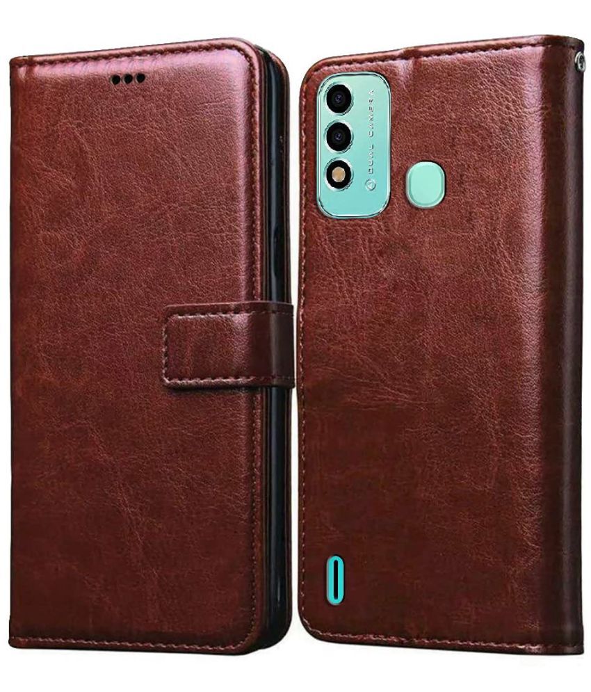     			Doyen Creations - Brown Artificial Leather Flip Cover Compatible For itel Vision 2S ( Pack of 1 )