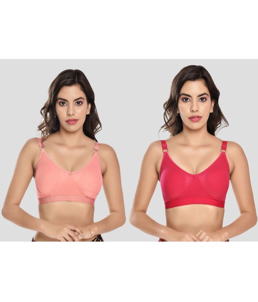     			Elina Pack of 2 Cotton Non Padded Women's T-Shirt Bra ( Peach )