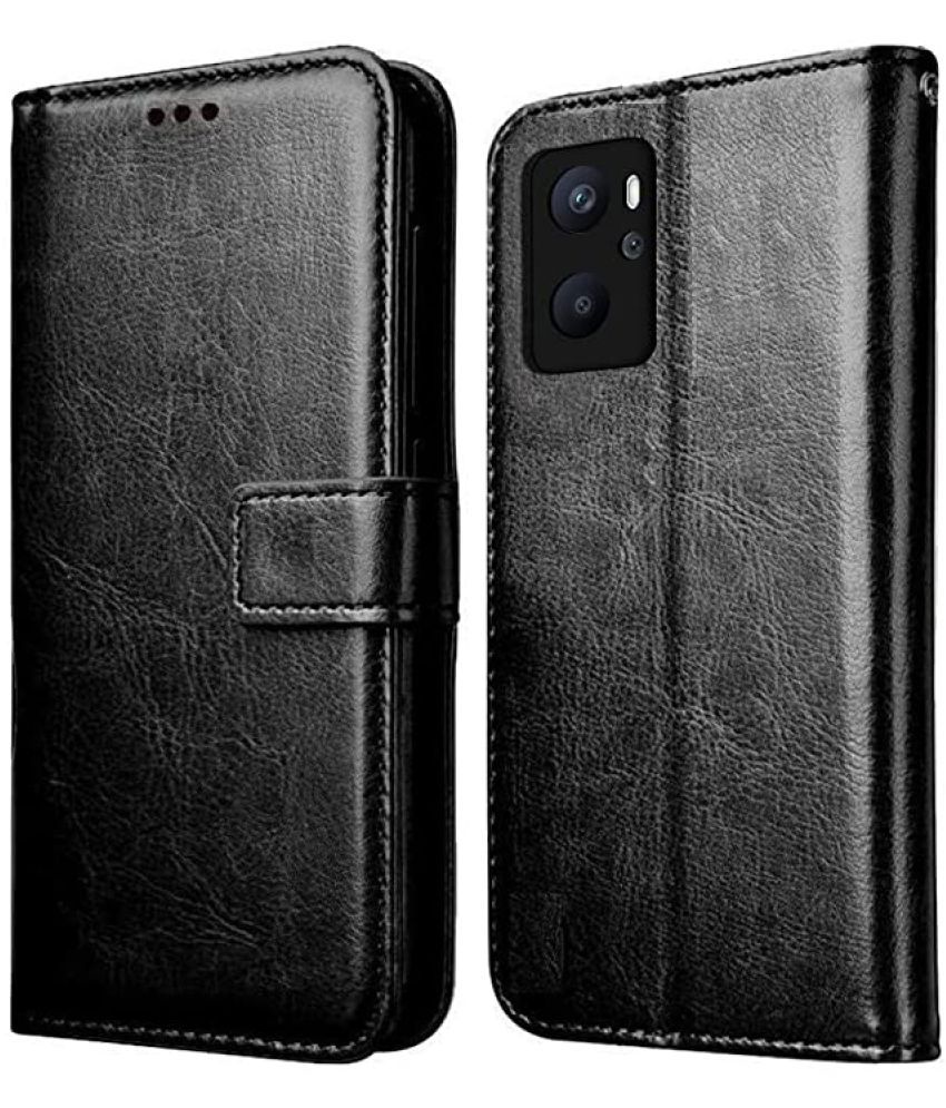     			KOVADO - Black Artificial Leather Flip Cover Compatible For Oppo K10 ( Pack of 1 )