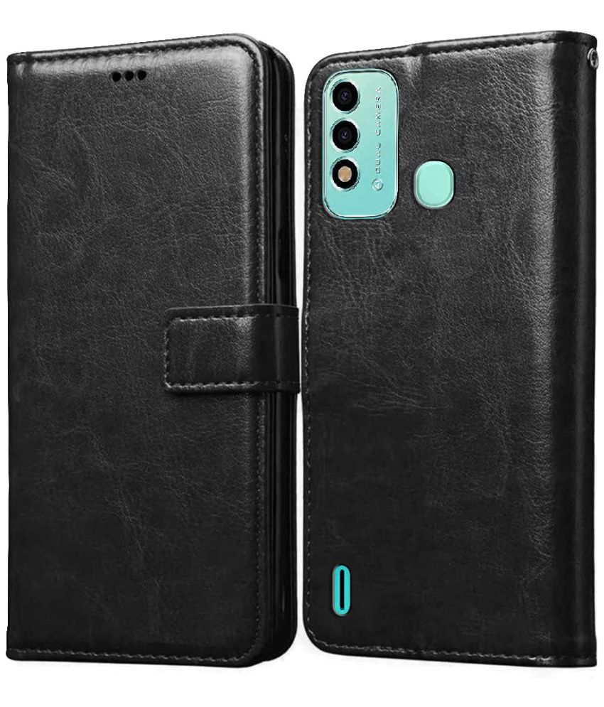     			Kosher Traders - Black Artificial Leather Flip Cover Compatible For itel Vision 2S ( Pack of 1 )