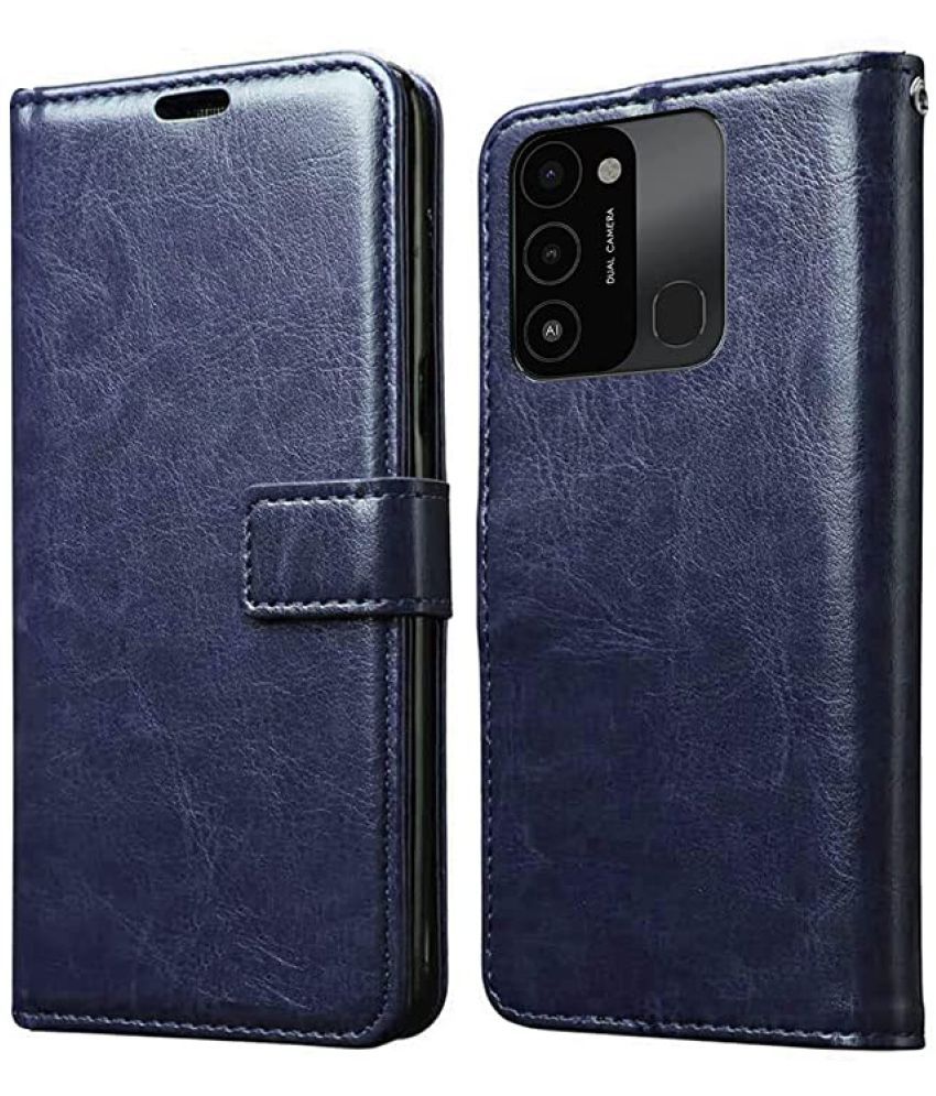     			Kosher Traders - Blue Artificial Leather Flip Cover Compatible For Tecno Spark Go 2022 ( Pack of 1 )