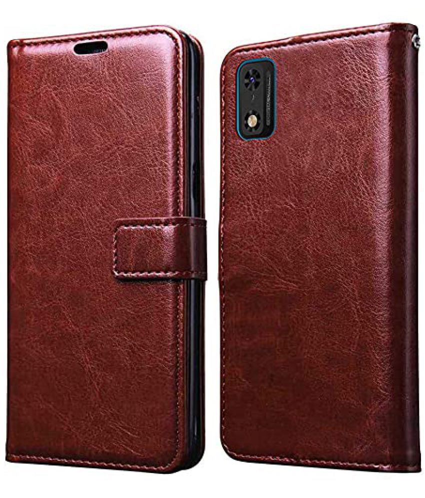     			Kosher Traders - Brown Artificial Leather Flip Cover Compatible For Itel A23 Pro ( Pack of 1 )