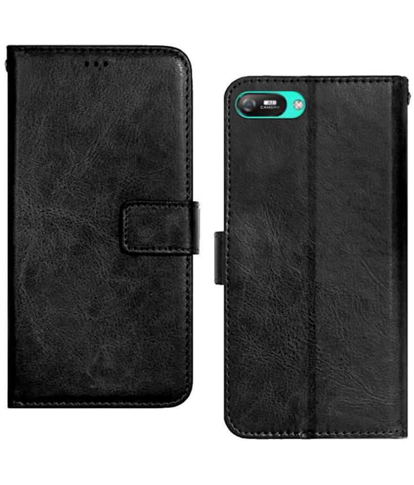     			Megha Star - Black Artificial Leather Flip Cover Compatible For Itel A26 ( Pack of 1 )