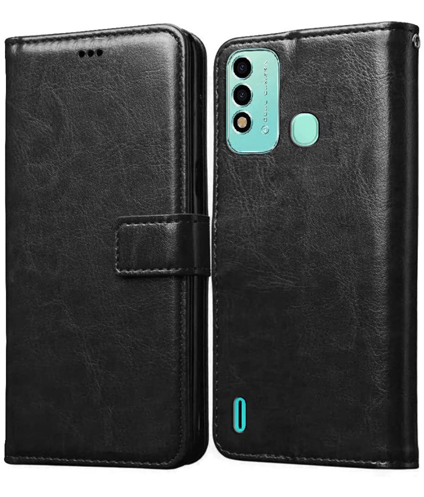     			Megha Star - Black Artificial Leather Flip Cover Compatible For itel Vision 2S ( Pack of 1 )
