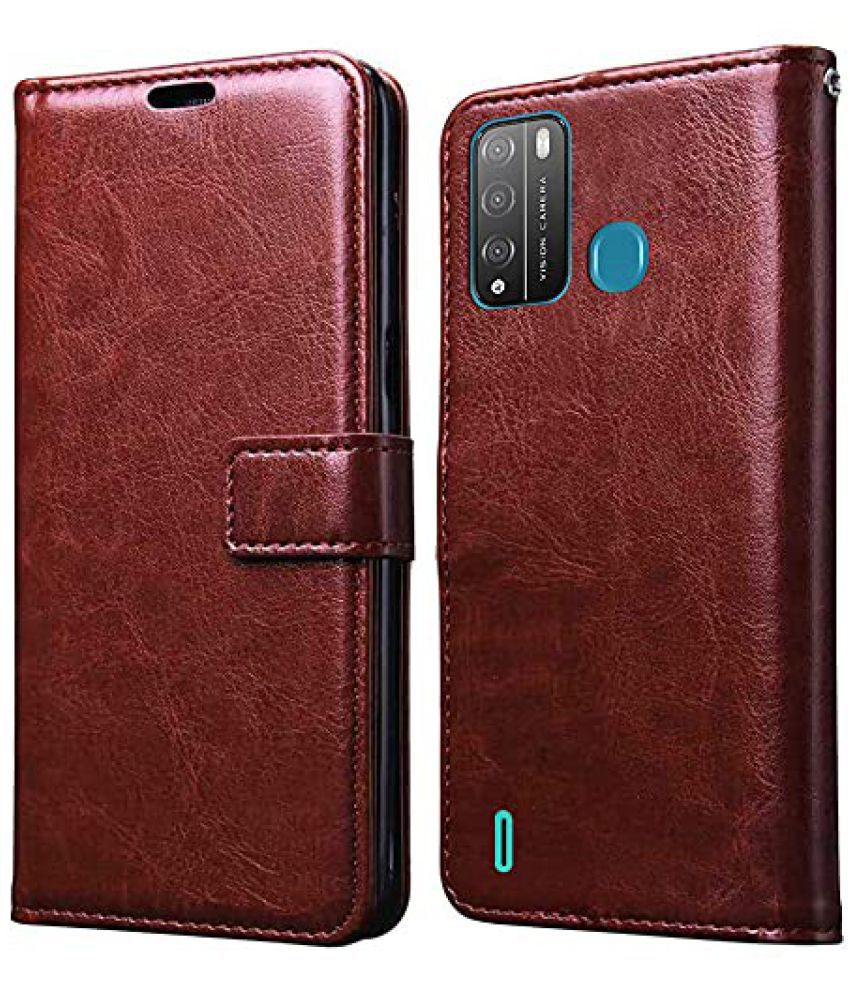     			Megha Star - Brown Artificial Leather Flip Cover Compatible For Itel Vision 1 Pro ( Pack of 1 )