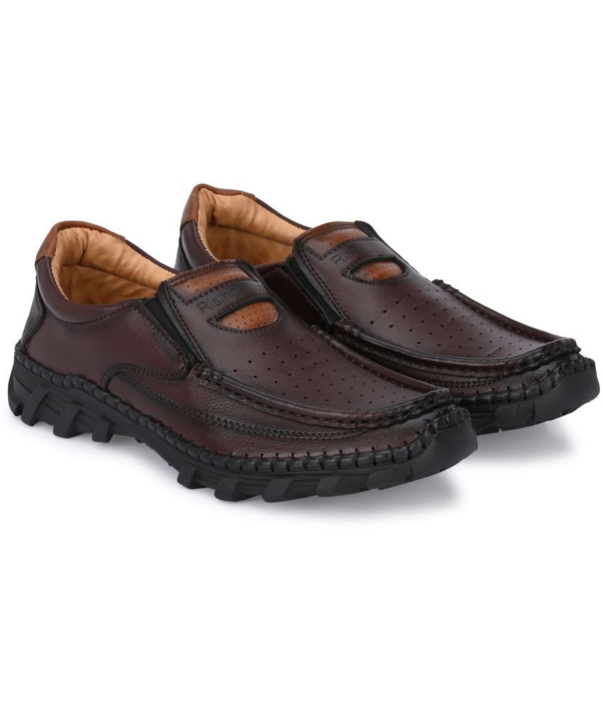     			Rising Wolf - Brown Men's Slip On Formal Shoes
