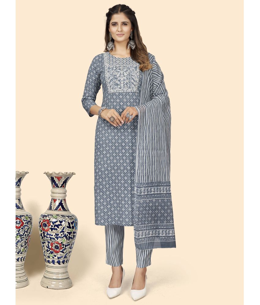     			Vbuyz - Light Grey Straight Rayon Women's Stitched Salwar Suit ( Pack of 1 )