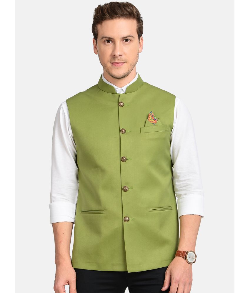     			Paul Street - Green Viscose Men's Nehru Jacket ( Pack of 1 )