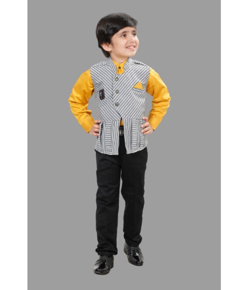     			DKGF Fashion - Yellow Cotton Blend Boys Shirt & Pants ( Pack of 1 )