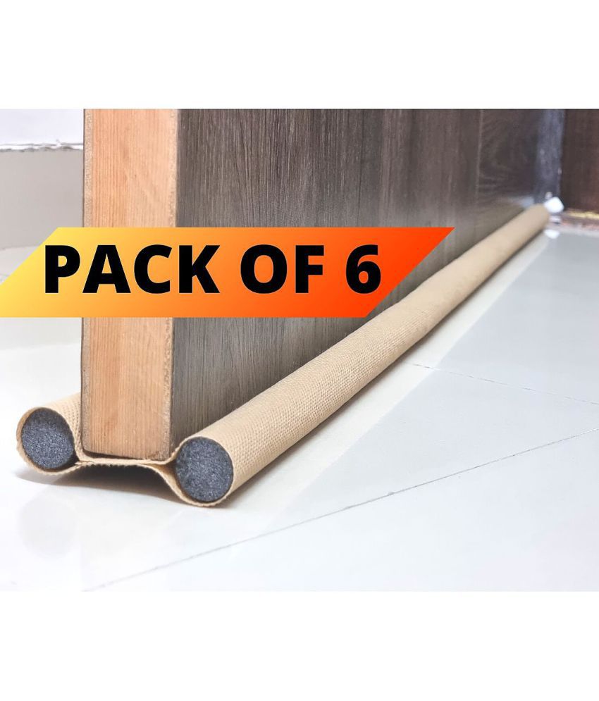     			Door Bottom Sealing Strip Guard for Home Twin Under Door Draft Fabric Cover Gap Sealer - Stops Light/Dust/Cool-Hot Air Escape Sound-Proof Reduce Noise (Size-39 inch) PACK OF 6 Floor Mounted Door Stopper (CREAM)