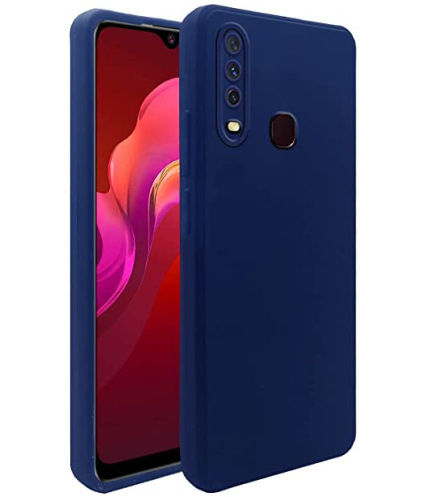     			KOVADO - Blue Cloth Plain Cases Compatible For Vivo Y17 ( Pack of 1 )