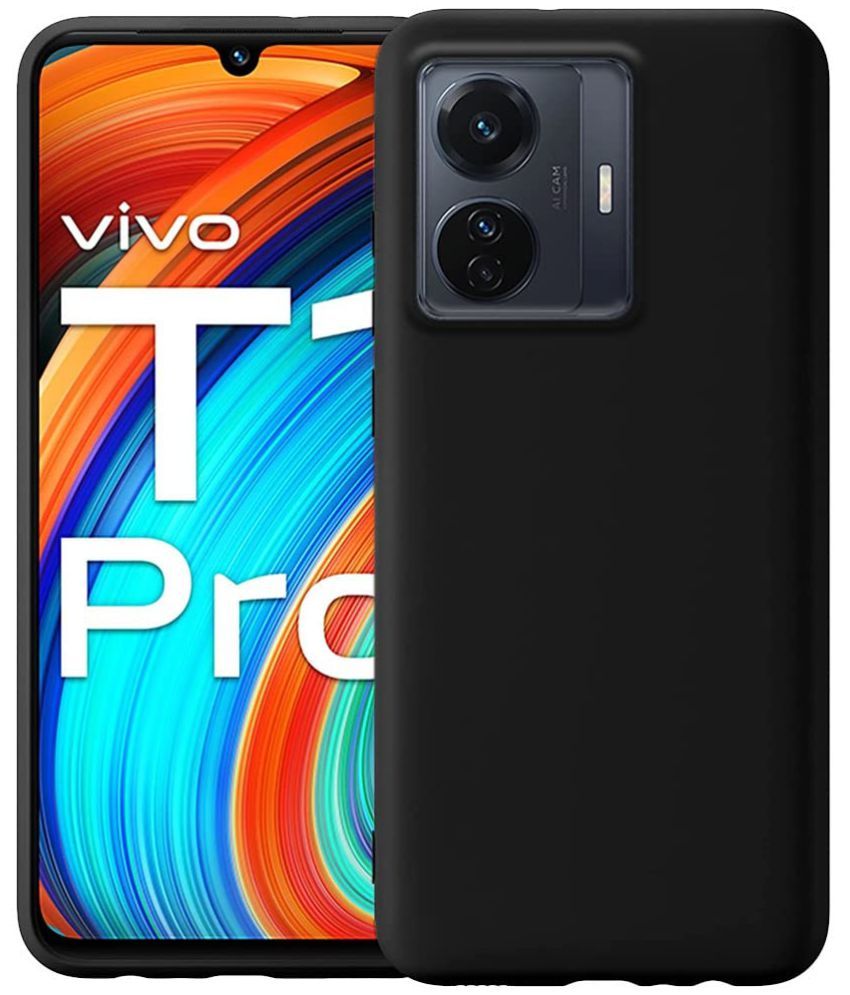     			Kosher Traders - Black Silicon Silicon Soft cases Compatible For Vivo T1 Pro 5g ( Pack of 1 )