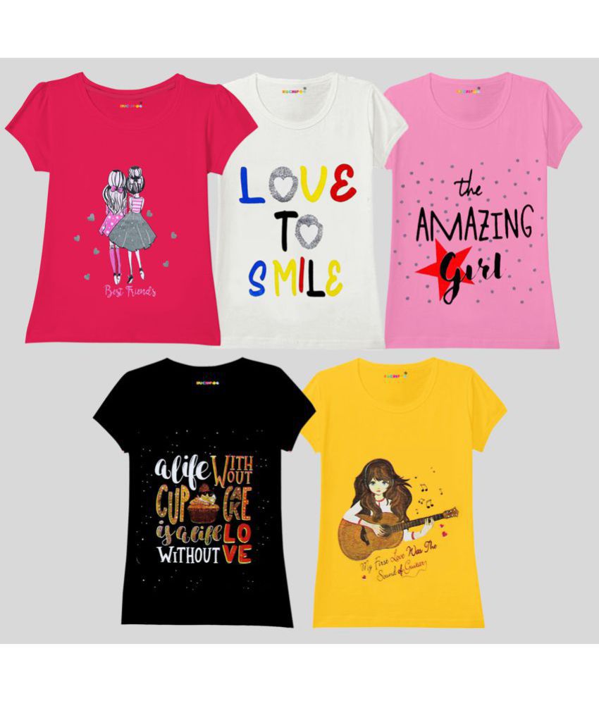     			Kuchipoo - Multi Cotton Blend Girls T-Shirt ( Pack of 5 )