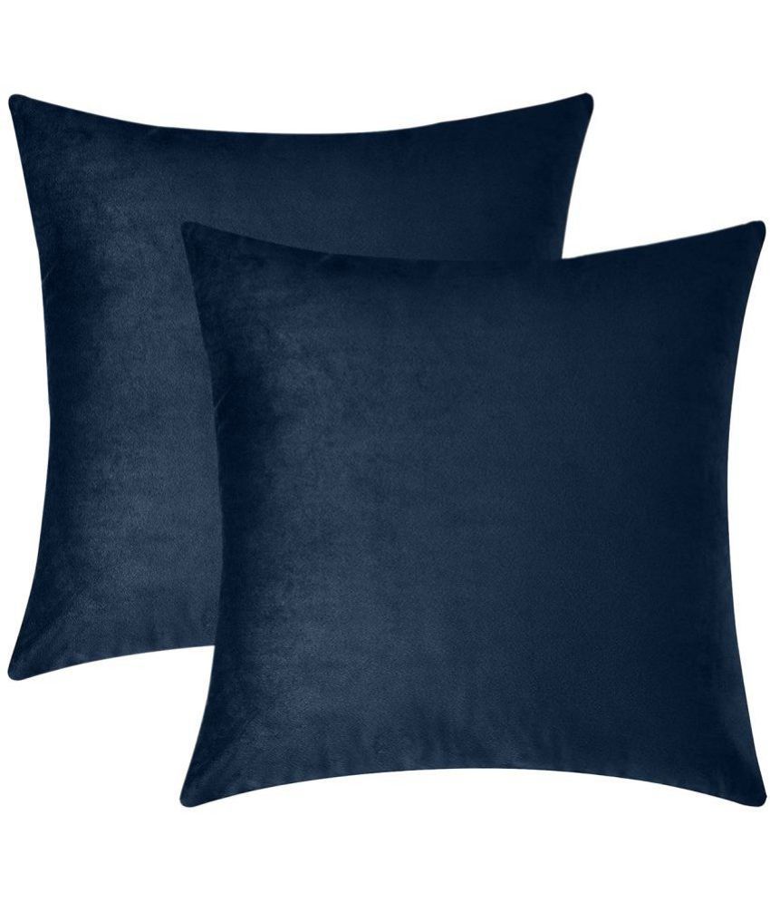     			SUGARCHIC - Navy Blue Set of 2 Velvet Square Cushion Cover