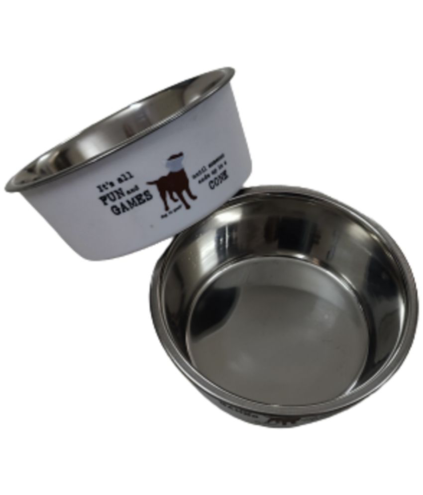     			ELTON present Its all Fun and Games series Set of 2 Stainless Steel Bowl with PP Covering Outside (off-white) 700 ml