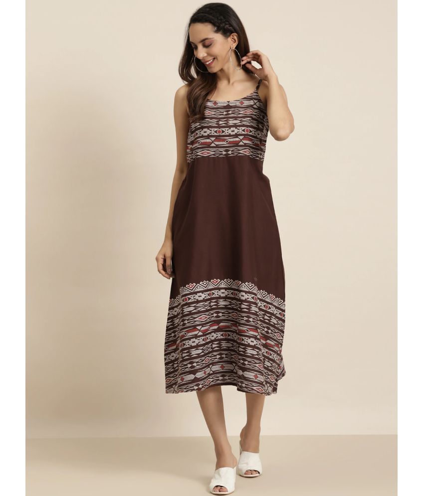     			Yash Gallery - Brown Cotton Women's A-line Dress ( Pack of 1 )
