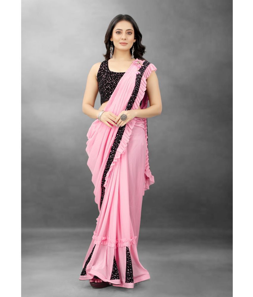     			JULEE - Pink Lycra Saree With Blouse Piece ( Pack of 1 )