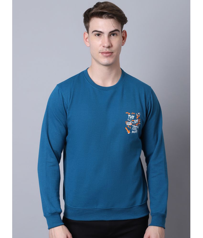     			OBAAN - Teal Blue Fleece Regular Fit Men's Sweatshirt ( Pack of 1 )