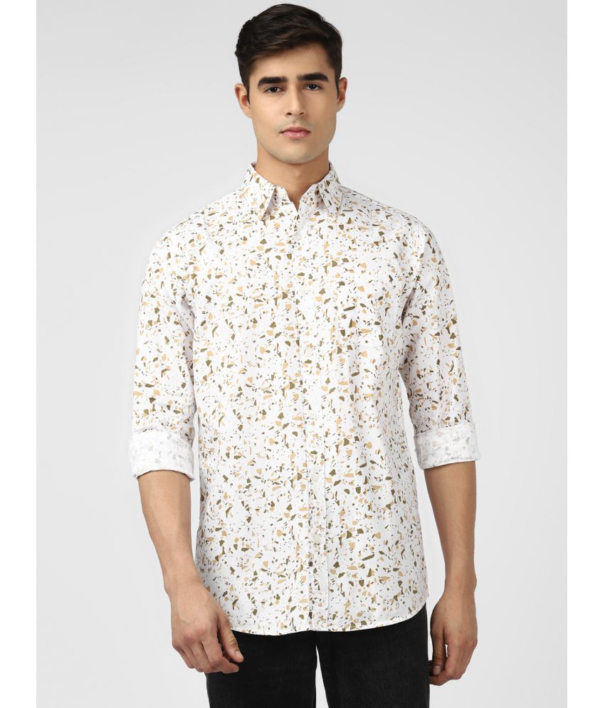     			UrbanMark Men 100% Cotton Full Sleeves Regular Fit Abstract Print Casual Shirt-White