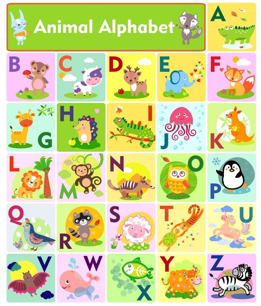     			Asmi Collection Alphabets Letters with Picture for Kids Room Wall Sticker ( 72 x 60 cms )