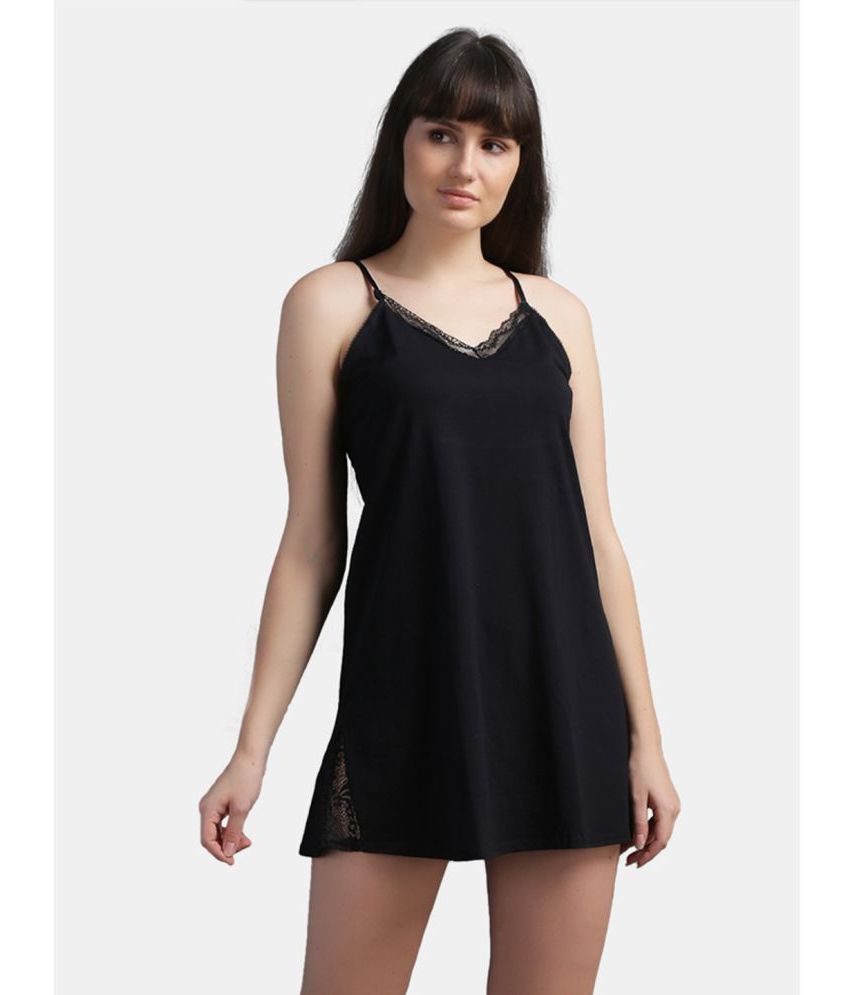     			N-Gal - Black Cotton Women's Nightwear Night Dress ( Pack of 1 )
