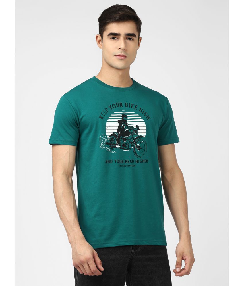    			UrbanMark Men Regular Fit Round Neck Half Sleeves Graphic Print T Shirt-Green