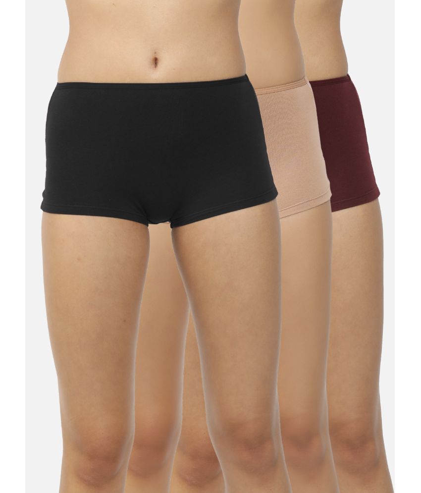     			shyygl - Multicolor Cotton Spandex Cotton Lycra Solid Women's Boy Shorts ( Pack of 3 )