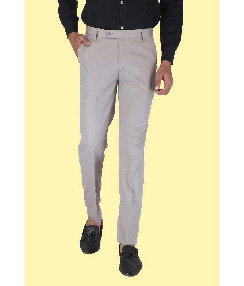     			Charlie Carlos - Grey Cotton Blend Slim - Fit Men's Trousers ( Pack of 1 )