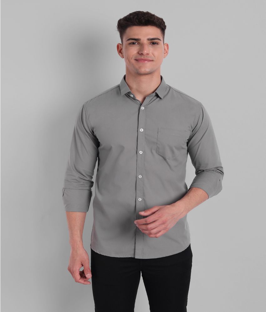     			MAJESTIC MAN - Grey 100% Cotton Slim Fit Men's Casual Shirt ( Pack of 1 )