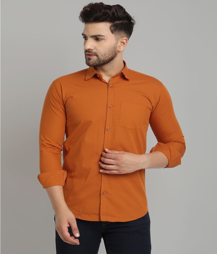     			MAJESTIC MAN - Orange 100% Cotton Slim Fit Men's Casual Shirt ( Pack of 1 )