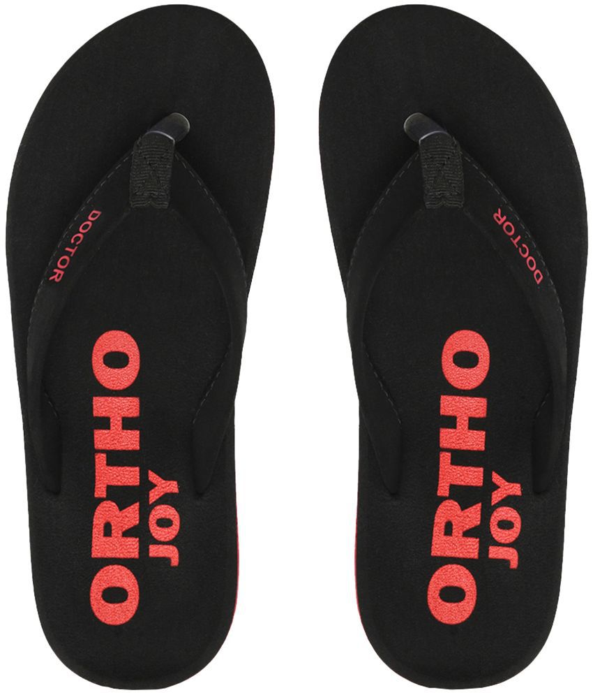     			ORTHO JOY - Black Men's Thong Flip Flop