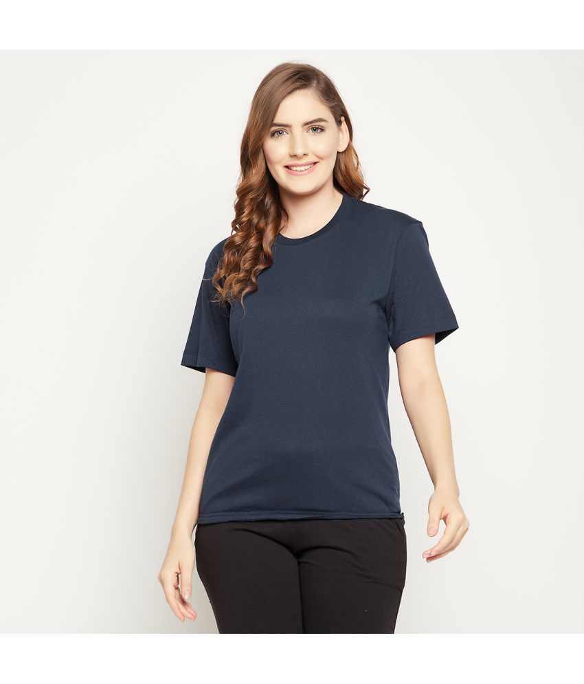     			Clovia - Blue Cotton Regular Fit Women's T-Shirt ( Pack of 1 )
