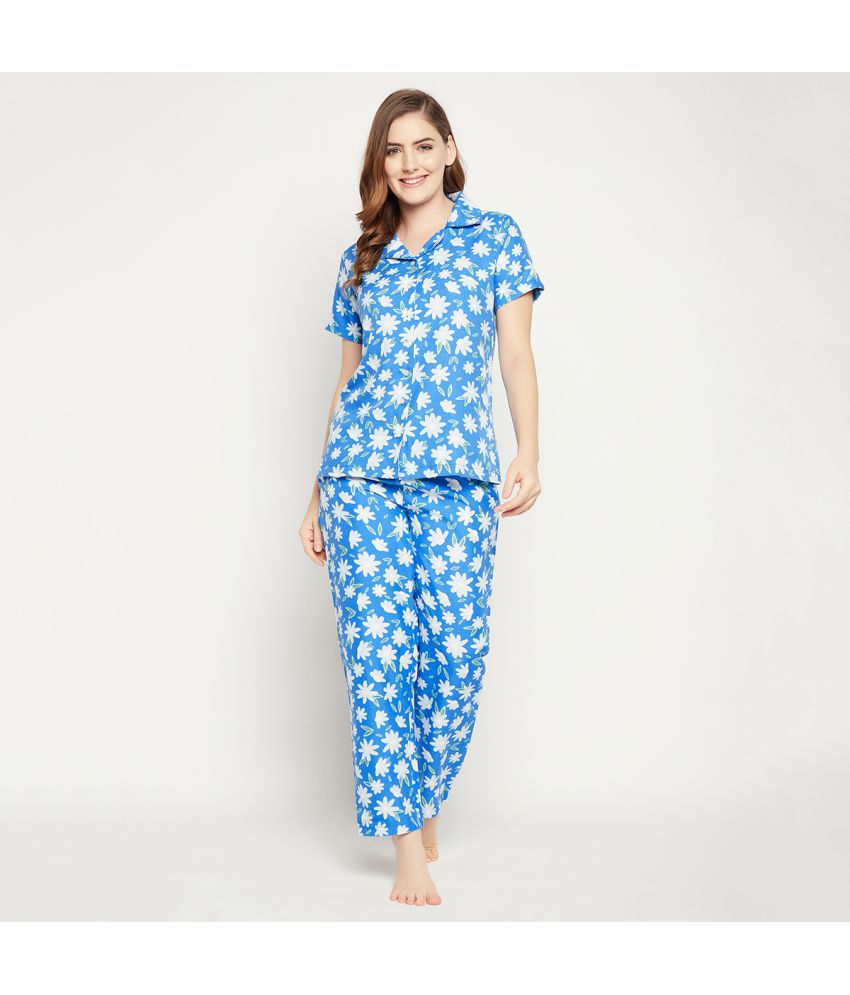     			Clovia - Blue Rayon Women's Nightwear Nightsuit Sets ( Pack of 1 )