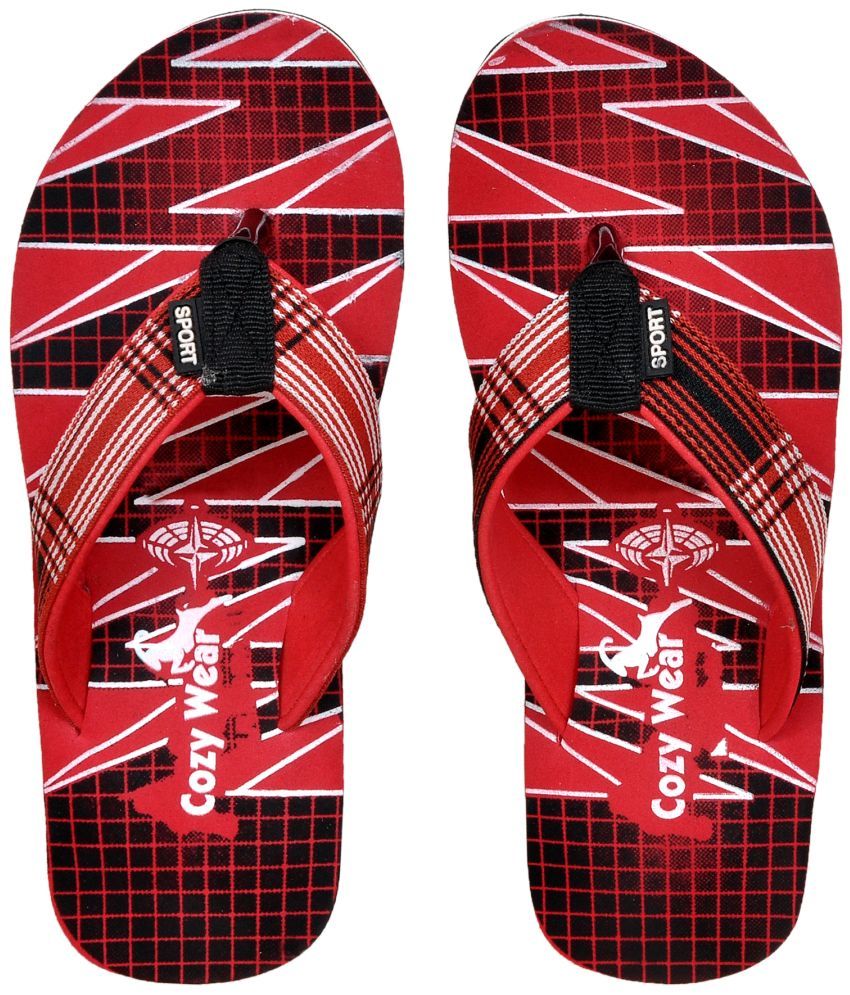     			Cozy Wear - Red Men's Thong Flip Flop