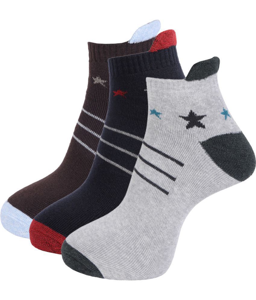 Dollar Socks - Cotton Men's Striped Multicolor Ankle Length Socks ( Pack of 3 )