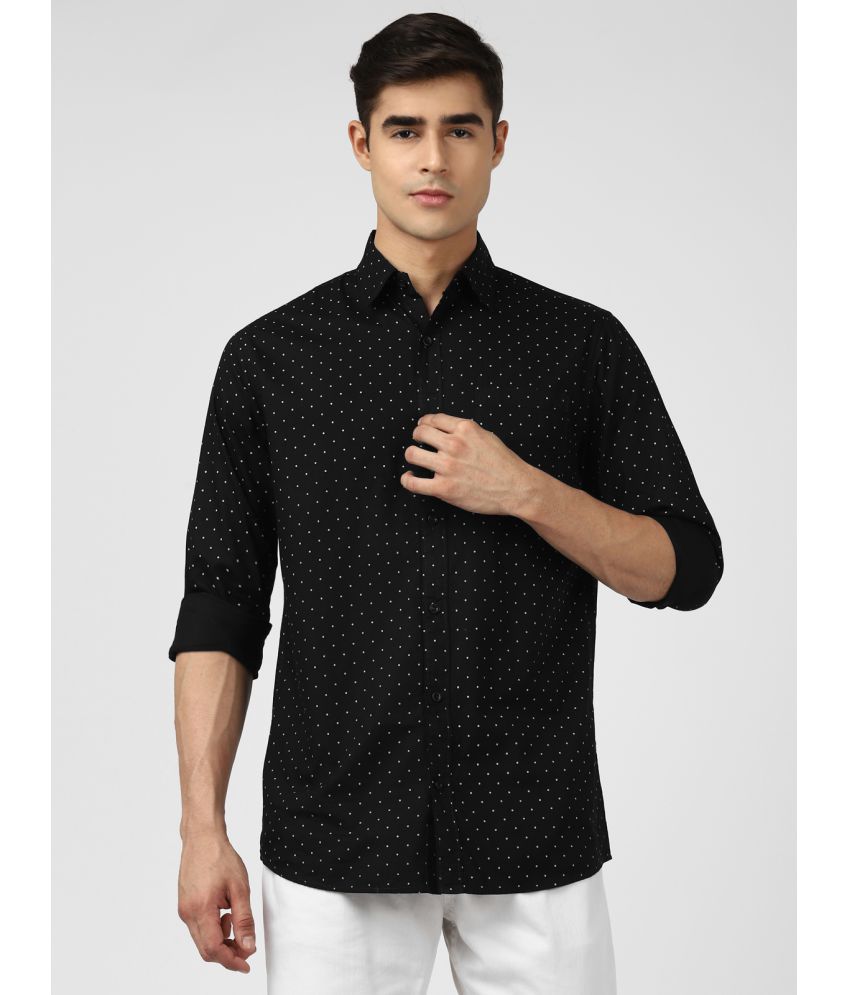     			UrbanMark Men 100% Cotton Full Sleeves Regular Fit Printed Casual Shirt-Black