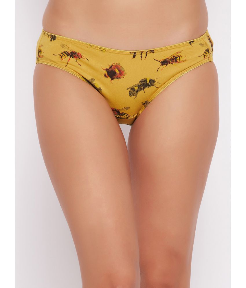     			Clovia - Yellow Cotton Printed Women's Bikini ( Pack of 1 )