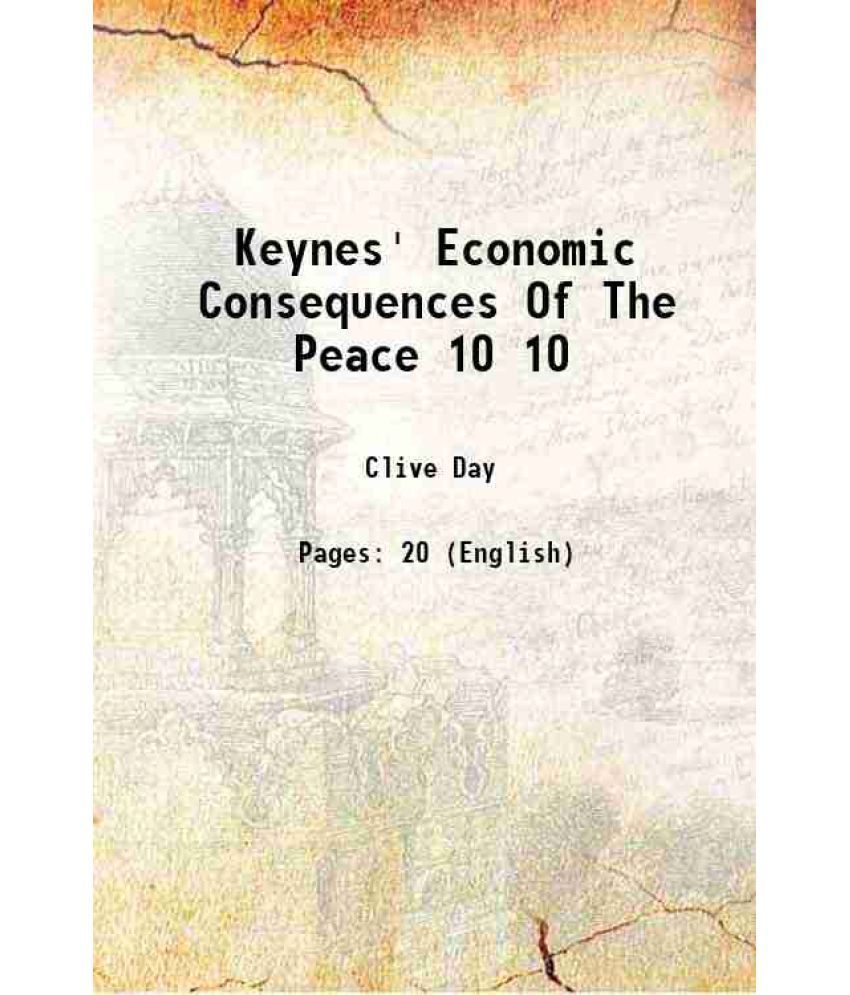     			Keynes' Economic Consequences Of The Peace Volume 10 1920 [Hardcover]