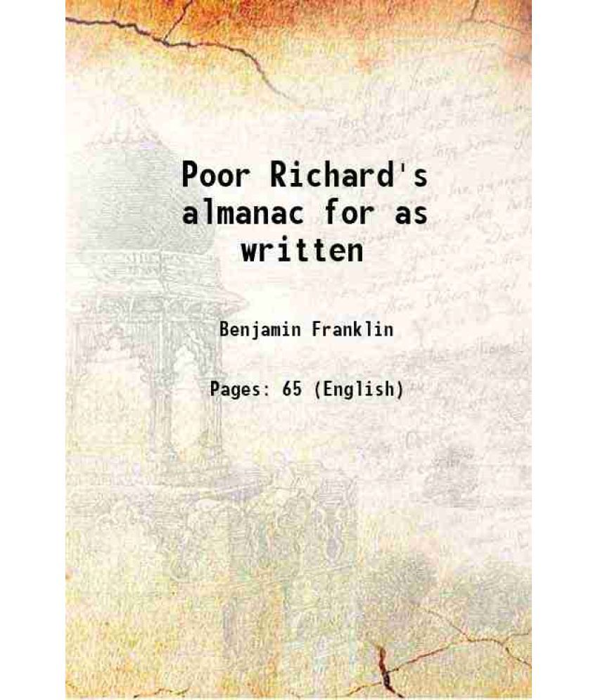     			Poor Richard's almanac for as written Volume 1851 1850 [Hardcover]