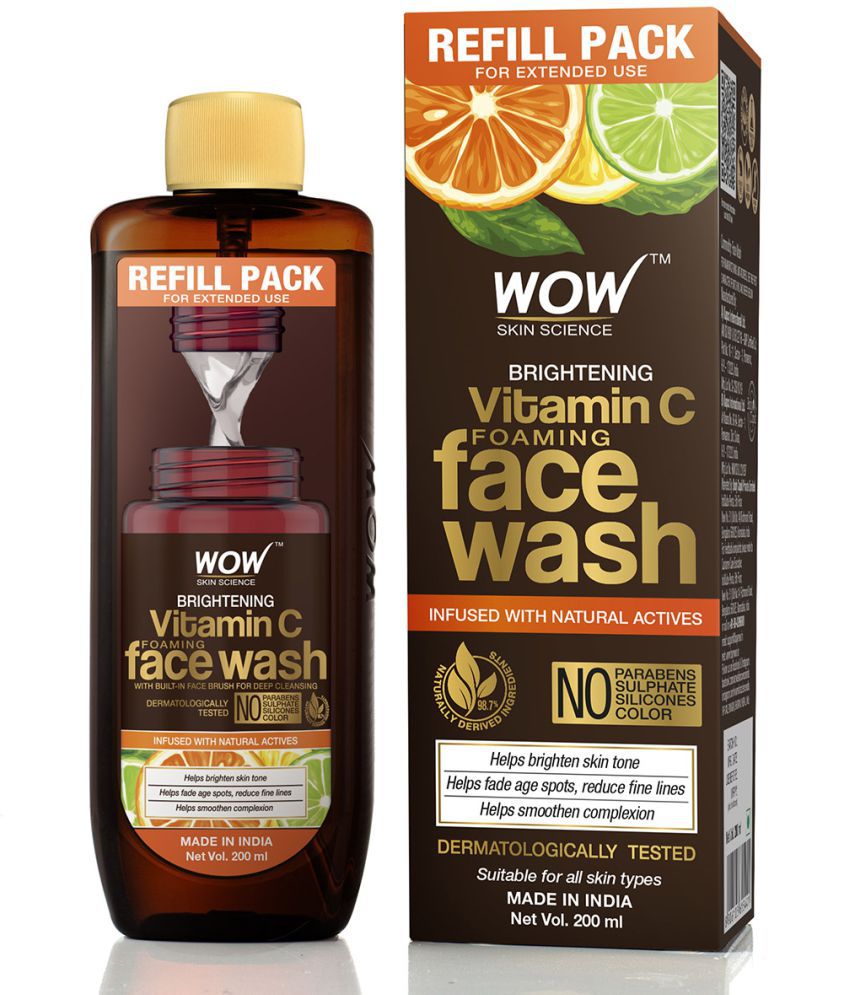     			WOW Skin Science Brightening Vitamin C Foaming Face Wash Refill Pack - For Skin Brightening and Smooth Skin- 200 ml