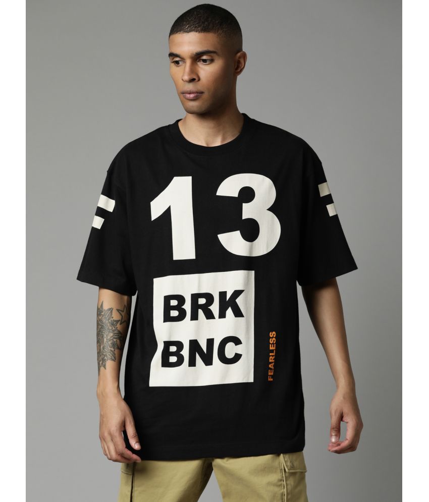 Breakbounce - Black 100% Cotton Oversized Fit Men's T-Shirt ( Pack of 1 )