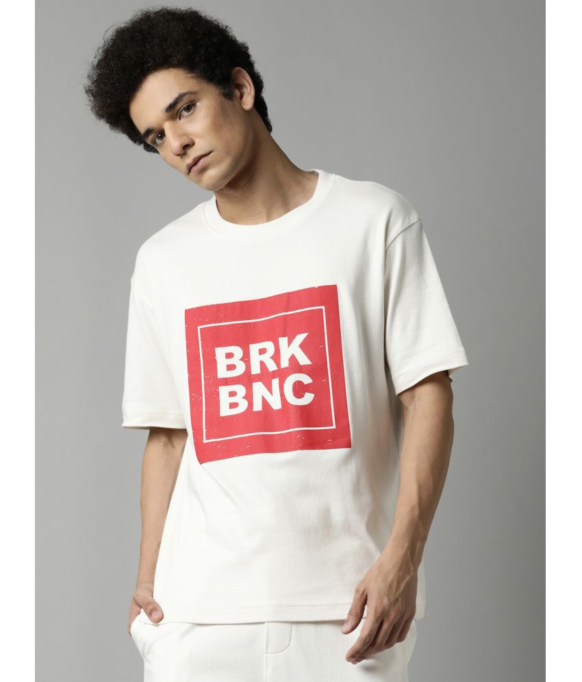 Breakbounce - Off-White 100% Cotton Relaxed Fit Men's T-Shirt ( Pack of 1 )